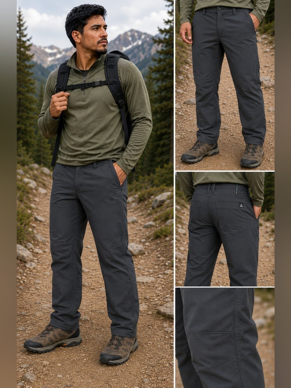 Alpine Design Trailhead Tech Pants Men's 30x32 Gray Modern Fit Stretch Hiking